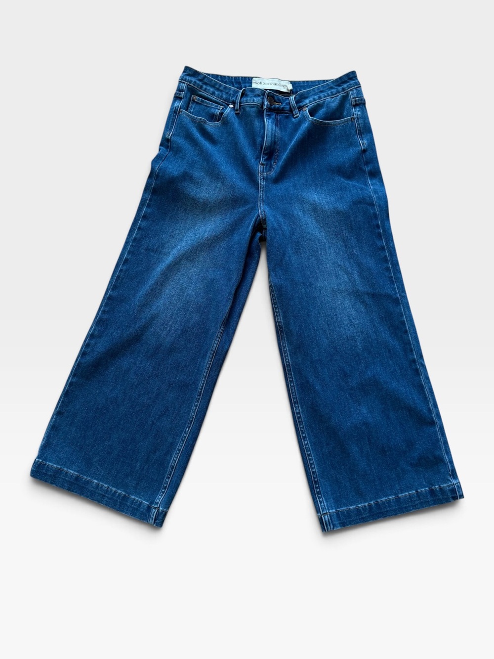 Soft Surroundings Ultimate Wide-Leg High Rise Cropped Jeans Denim 10